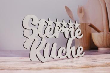 Schriftzug 5-Sterne-Küche aus Holz in weiß