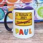 Preview: Tasse Einschulung - Schild gelb + Wunschname + Datum