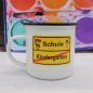 Mobile Preview: Tasse Schulanfang - Schild Schule/Kindergarten Mädchen - Emaillebecher weiß - 2 Größen