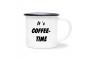 Preview: Tasse Kaffee - It's Coffee-time - Emaillebecher weiß - 2 Größen