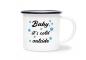 Preview: Tasse Kaffee - Baby, it's cold outside (Scheeflocken) - Emaillebecher weiß - 2 Größen