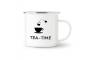 Preview: Tasse Tee - TEA-TIME (Teetasse + Teebeutel) - Emaillebecher weiß - 2 Größen