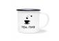Preview: Tasse Tee - TEA-TIME (Teetasse + Teebeutel) - Emaillebecher weiß - 2 Größen