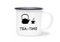 Preview: Tasse Tee - TEA-TIME (Teekanne + Teetasse) - Emaillebecher weiß - 2 Größen