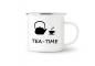 Preview: Tasse Tee - TEA-TIME (Teekanne + Teetasse) - Emaillebecher weiß - 2 Größen