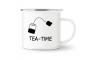 Preview: Tasse Tee - TEA-TIME (Teebeutel) - Emaillebecher weiß - 2 Größen