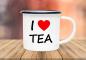 Preview: Tasse Tee - I (Herz) TEA - Emaillebecher weiß - 2 Größen
