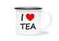 Preview: Tasse Tee - I (Herz) TEA - Emaillebecher weiß - 2 Größen