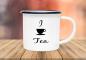 Preview: Tasse Tee - I Tea (Teetasse) - Emaillebecher weiß - 2 Größen