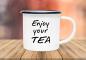 Preview: Tasse Tee - Enjoy your TEA - Emaillebecher weiß - 2 Größen
