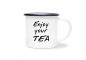 Preview: Tasse Tee - Enjoy your TEA - Emaillebecher weiß - 2 Größen