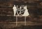 Mobile Preview: Tortenstecker Brautpaar mit Love aus Holz