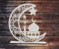 Preview: Aufsteller Mond mit Moschee und Stern zum Ramadanfest - aus Holz in weiß