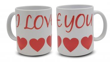 Tasse - I LOVE YOU 5x rotes Herz