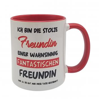 Tasse - stolze Freundin - fantastischen Freundin - rot/schwarz