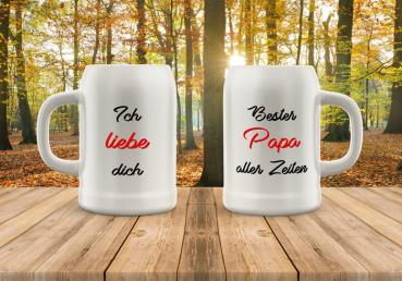 Bierkrug Vatertag - Bester Papa aller Zeiten - Ich liebe Dich