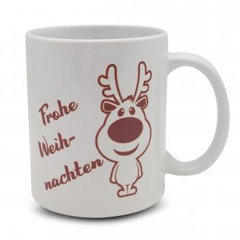 Tasse - Frohe Weihnachten Rentier rot