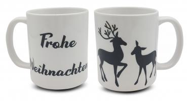 Tasse - Frohe Weihnachten 2x Rentier schwarz