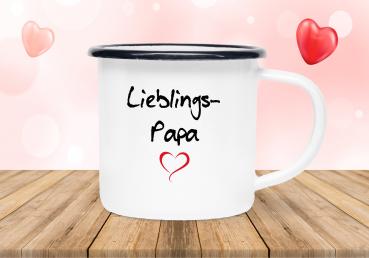 Emailletasse Lieblings... - Lieblingspapa - Emaillebecher weiß - 2 Größen