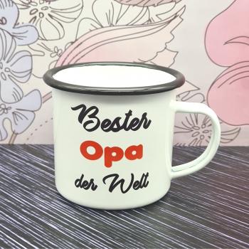 Emaillebecher - Bester Opa der Welt - weiß - 2 Größen