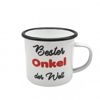 Emaillebecher - Bester Onkel der Welt - weiß - 2 Größen