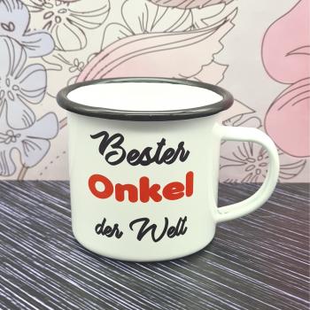 Emaillebecher - Bester Onkel der Welt - weiß - 2 Größen