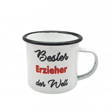 Emaillebecher - Bester Erzieher der Welt - weiß - 2 Größen