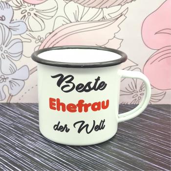 Emaillebecher - Beste Ehefrau der Welt - weiß - 2 Größen