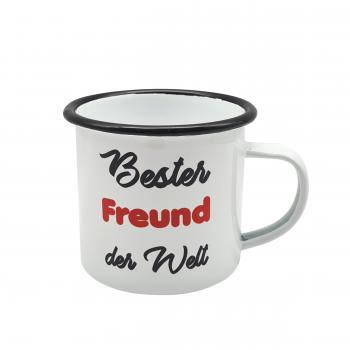 Emaillebecher - Bester Freund der Welt - weiß - 2 Größen