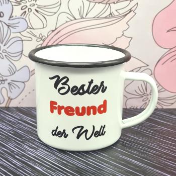 Emaillebecher - Bester Freund der Welt - weiß - 2 Größen