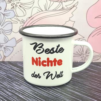 Emaillebecher - Beste Nichte der Welt - weiß - 2 Größen