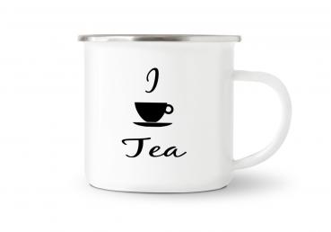 Tasse Tee - I Tea (Teetasse) - Emaillebecher weiß - 2 Größen