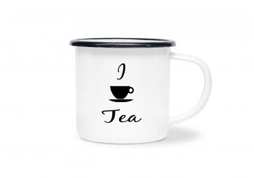 Tasse Tee - I Tea (Teetasse) - Emaillebecher weiß - 2 Größen