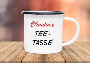 TEE TASSSE - Wunschname - Emaillebecher weiß - 2 Größen