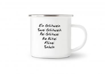 Tasse Glühwein - Ein Glühwein Swei Glühweih... - Emaillebecher weiß - 2 Größen