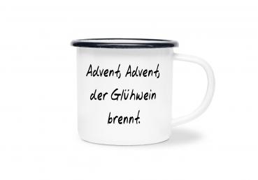 Tasse Glühwein - Advent, Advent, ... - Emaillebecher weiß - 2 Größen