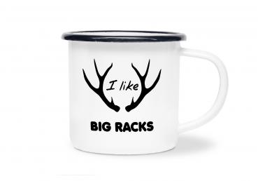 Tasse Jagd - I like BIG RACKS - Emaillebecher weiß - 2 Größen