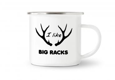 Tasse Jagd - I like BIG RACKS - Emaillebecher weiß - 2 Größen