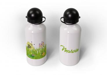 Kindertrinkflasche Frühling Wiese - Wunschname - 400ml