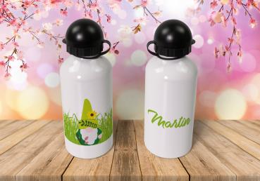 Kindertrinkflasche Frühling Gartenzwerg- Wunschname - 400ml