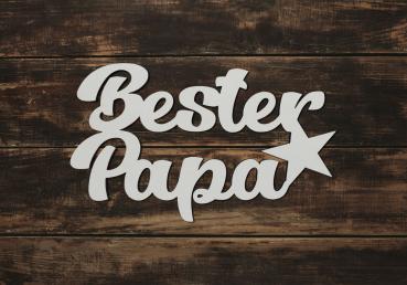 Schriftzug Bester Papa aus Holz in weiß