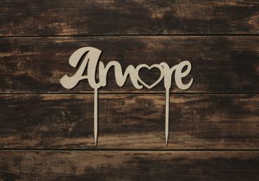 Tortenstecker Amore aus Holz