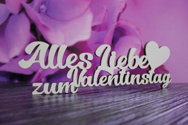 Schriftzug Alles Liebe zum Valentinstag aus Holz in weiß