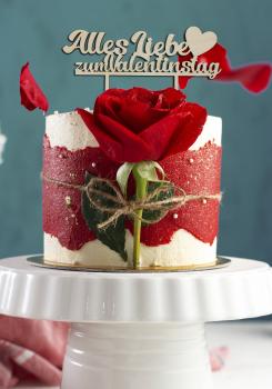 Tortenstecker Alles Liebe zum Valentinstag aus Holz