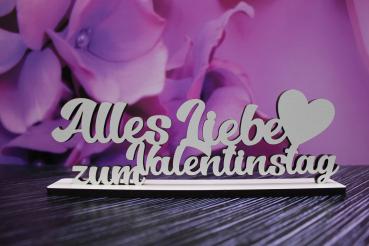 Schriftzug Alles Liebe zum Valentinstag aus Holz in weiß