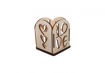 Teelicht Kerzenhalter - Love - aus Holz