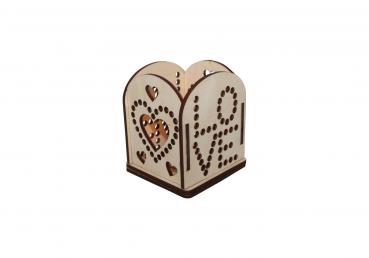 Teelicht Kerzenhalter - Love - aus Holz