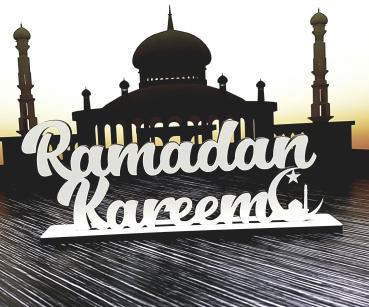 Schriftzug Ramadan Kareem aus Holz in weiß