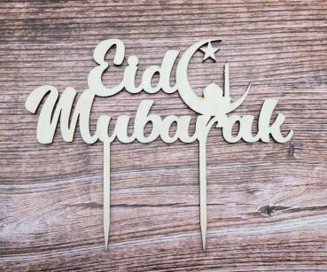 Tortenstecker Eid Mubarak aus Holz