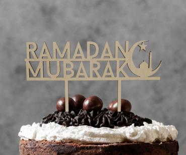 Tortenstecker Ramadan Mubarak aus Holz